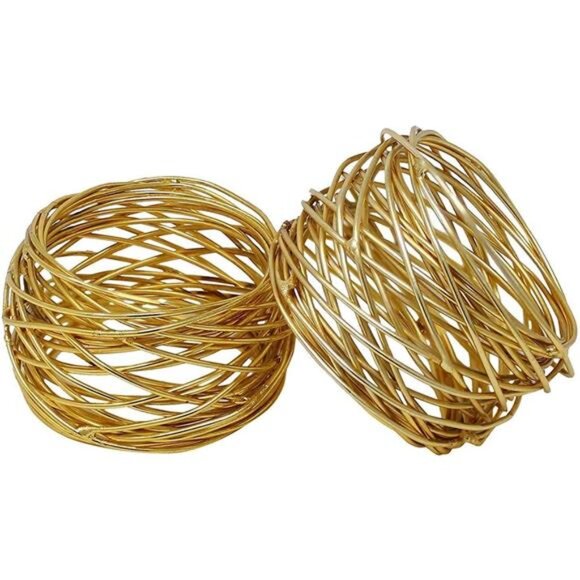 Golden Round Mesh Napkin Rings-Set of 12for Weddings Dinner Parties or Every Day - Picture 3 of 5